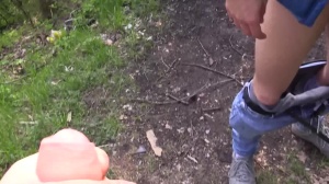 Czech twink with good blond hair nails in a park